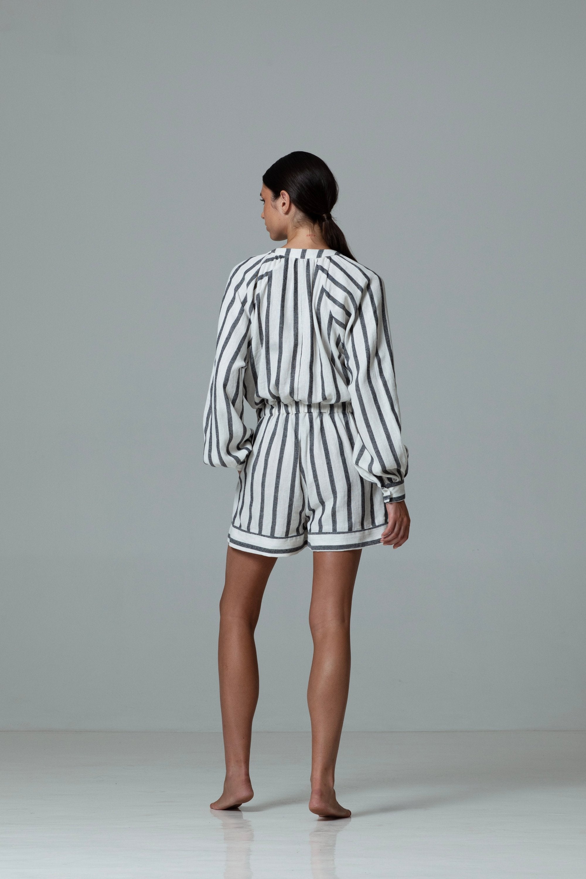 Striped linen playsuit on sale